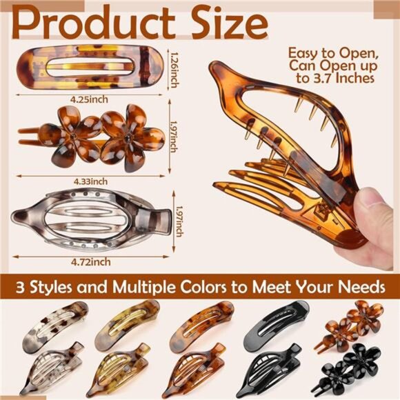 10 Pcs Flat Hair Clips for Women, - Picture 2 of 8